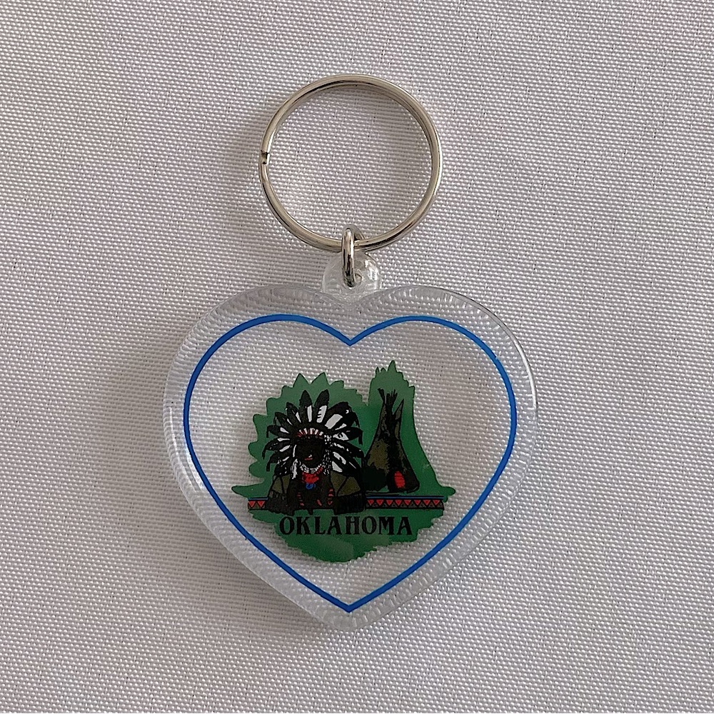 ⭐️ Vintage Oklahoma Acrylic Heart Keychain